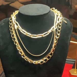 Multi-chain Necklace, Goldtone.